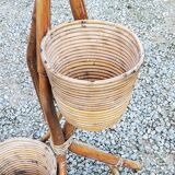 Rattan and bamboo plant holder from the 50s