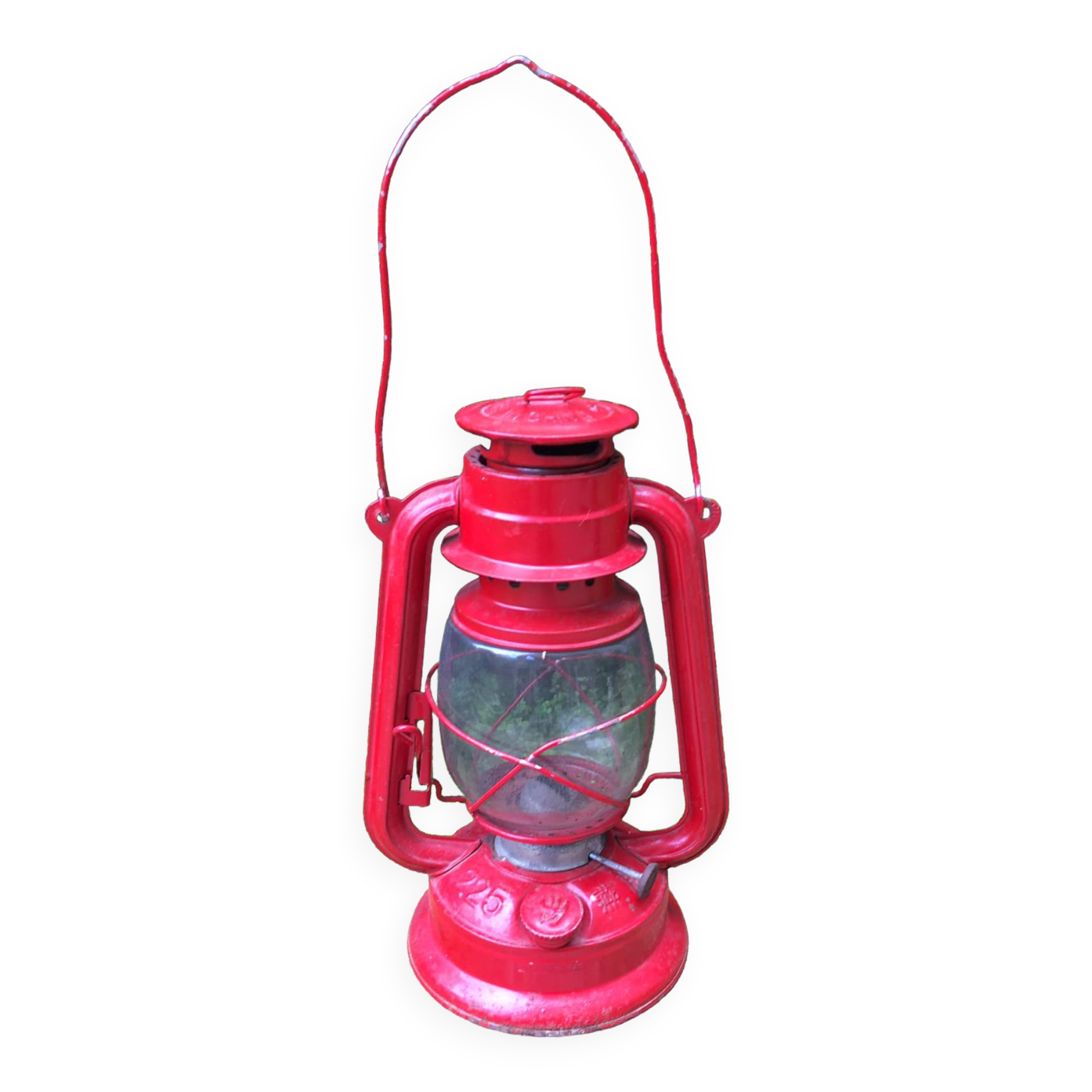 Red metal storm lamp. Swallow Brand