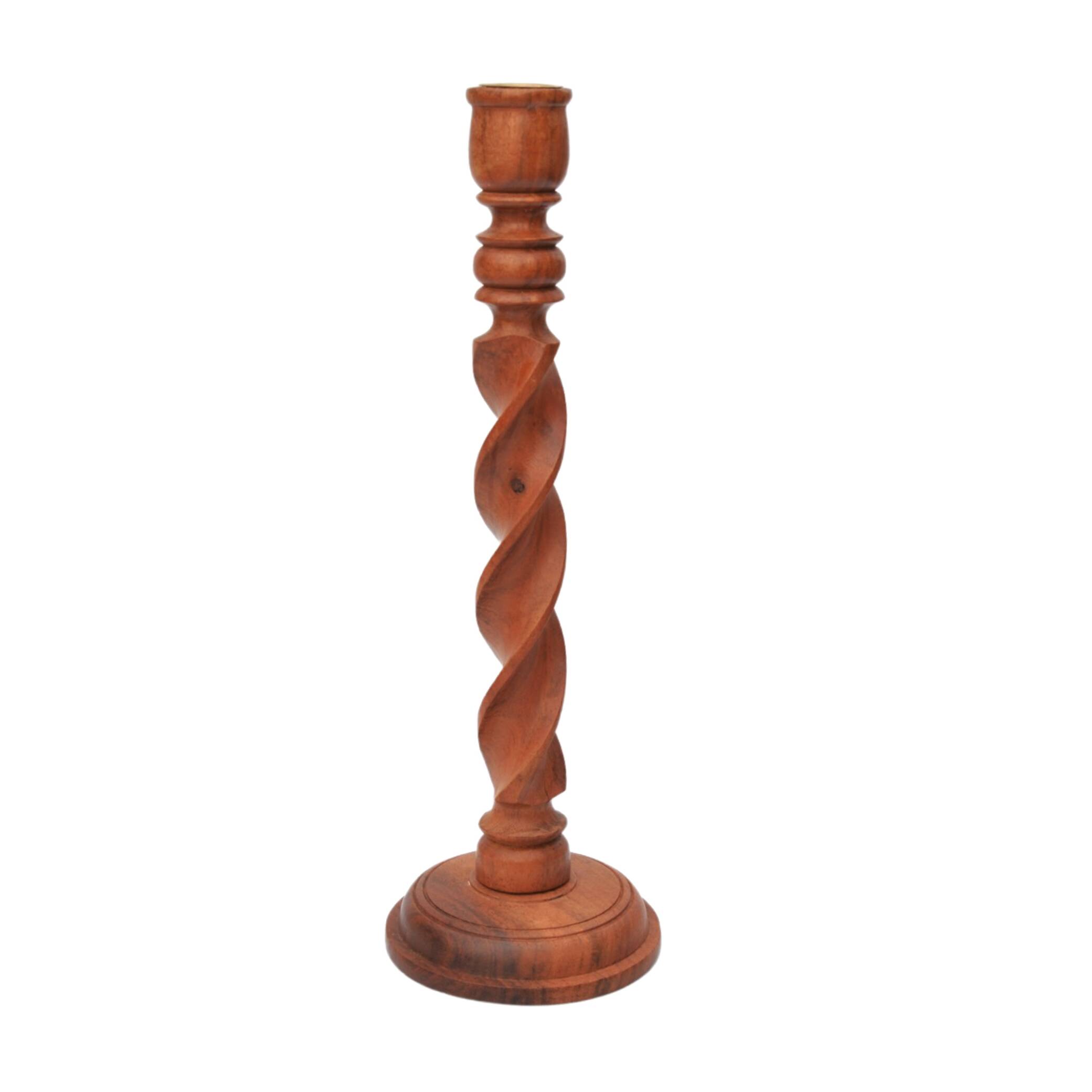 Rosewood long modernist candlestick, Denmark, 1970s.