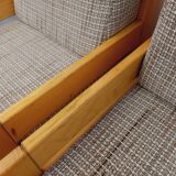 Set of 2 vintage fireside chairs in pine and fabric from the 70s
