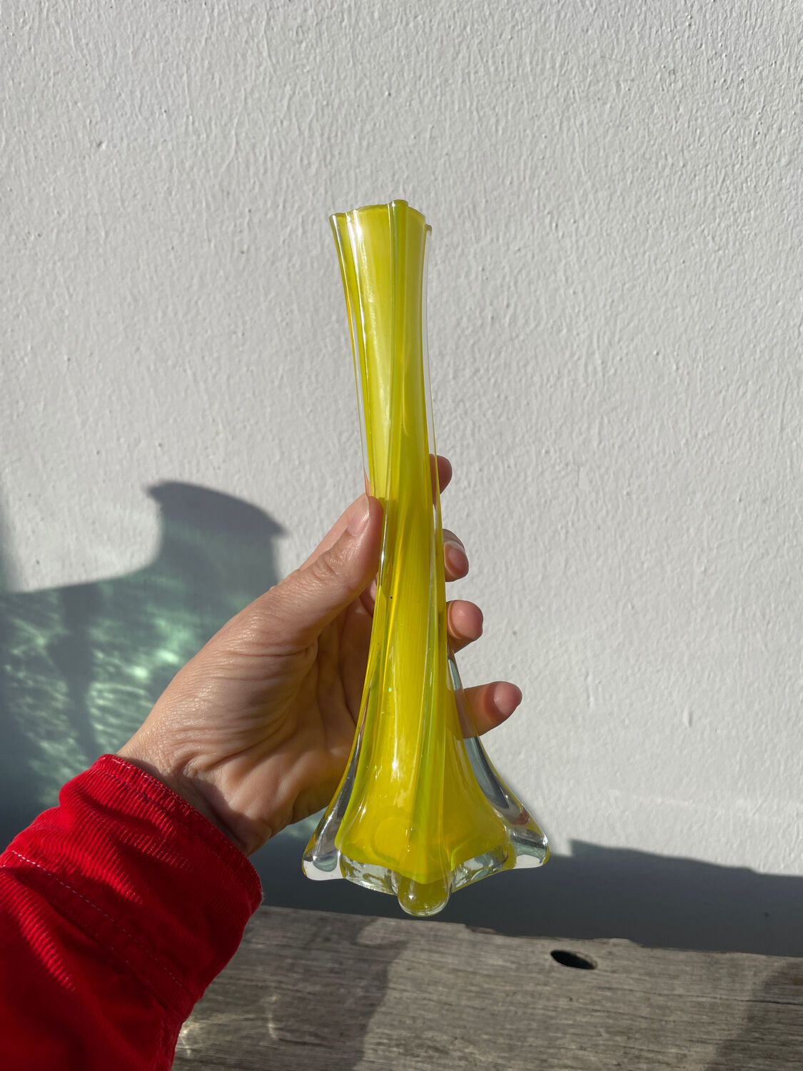 Murano yellow glass soliflore vase, 1960