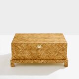 Coffre en marqueterie de bambou et laiton Galerie Maison & Jardin 1970