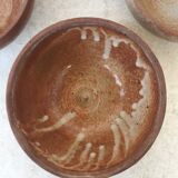 Set of 4 stoneware bowls with square handle