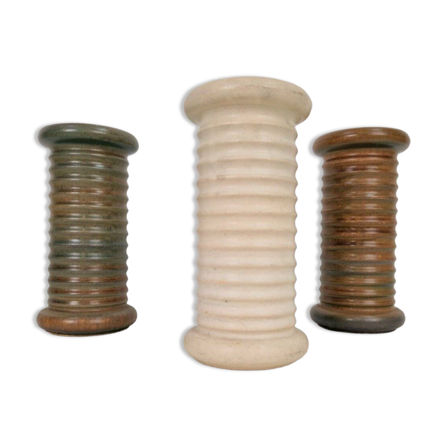 Vintage Scandinavian Ribbed Cylinder Vases, 1960s, Set of 3