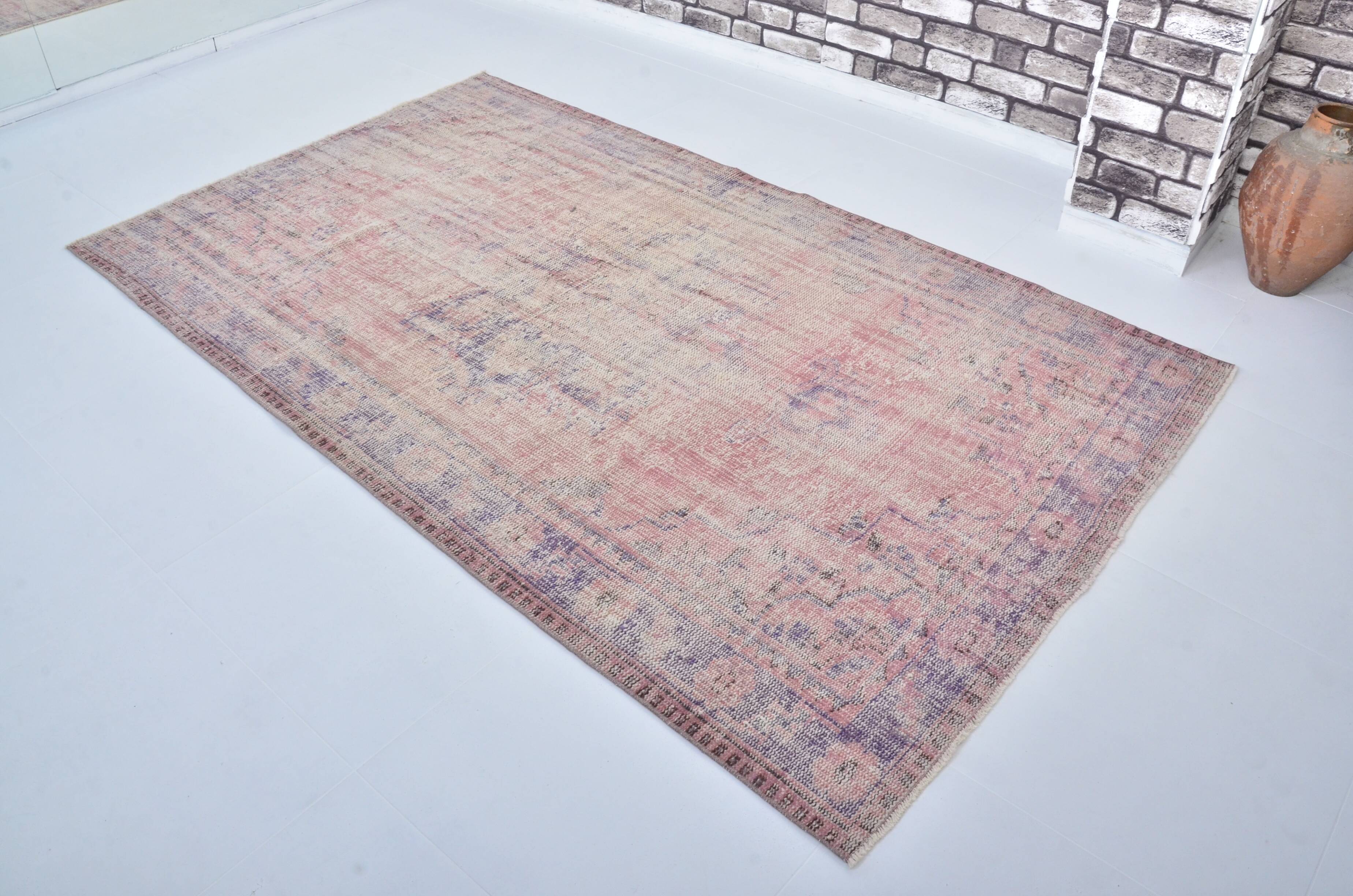 Vintage Pink Floral Wool Carpet sku 3210