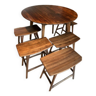 OSSO high Ethnicraft table and 5 stools