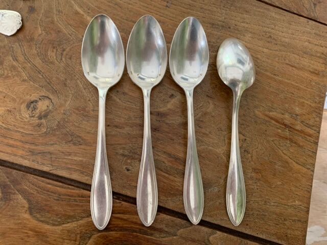 4 tablespoons in vintage silver metal