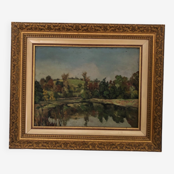 Tableau ancien paysage huile sur panneau