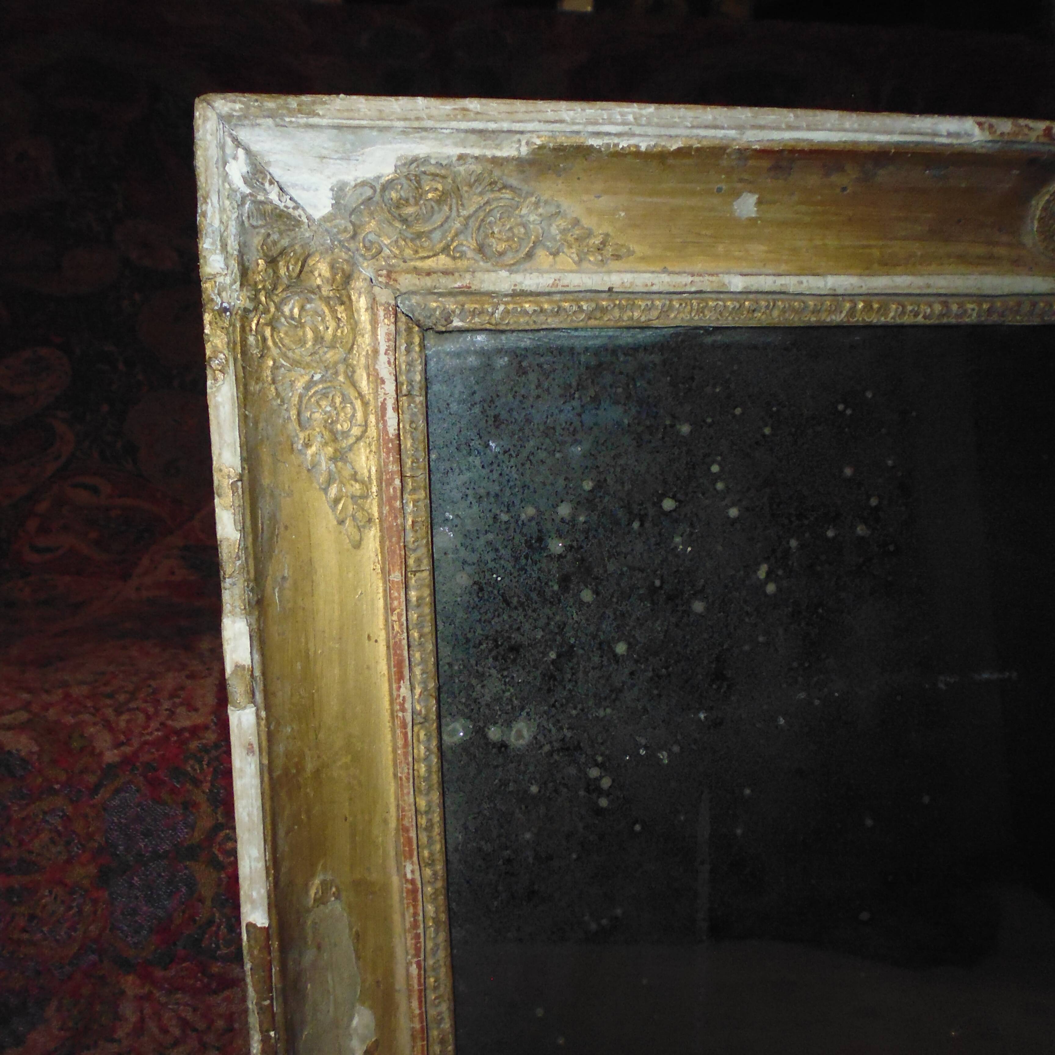 Mirror Restoration in gilded wood and mercury ice 62x48 cm