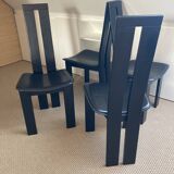 Set of 4 chairs black leather Pietro Constantini Italy 1970
