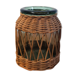 Glass and rattan vase
