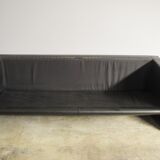 Moroso sofa set and armchairs in black leather, 1984