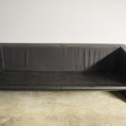 Moroso sofa set and armchairs in black leather, 1984