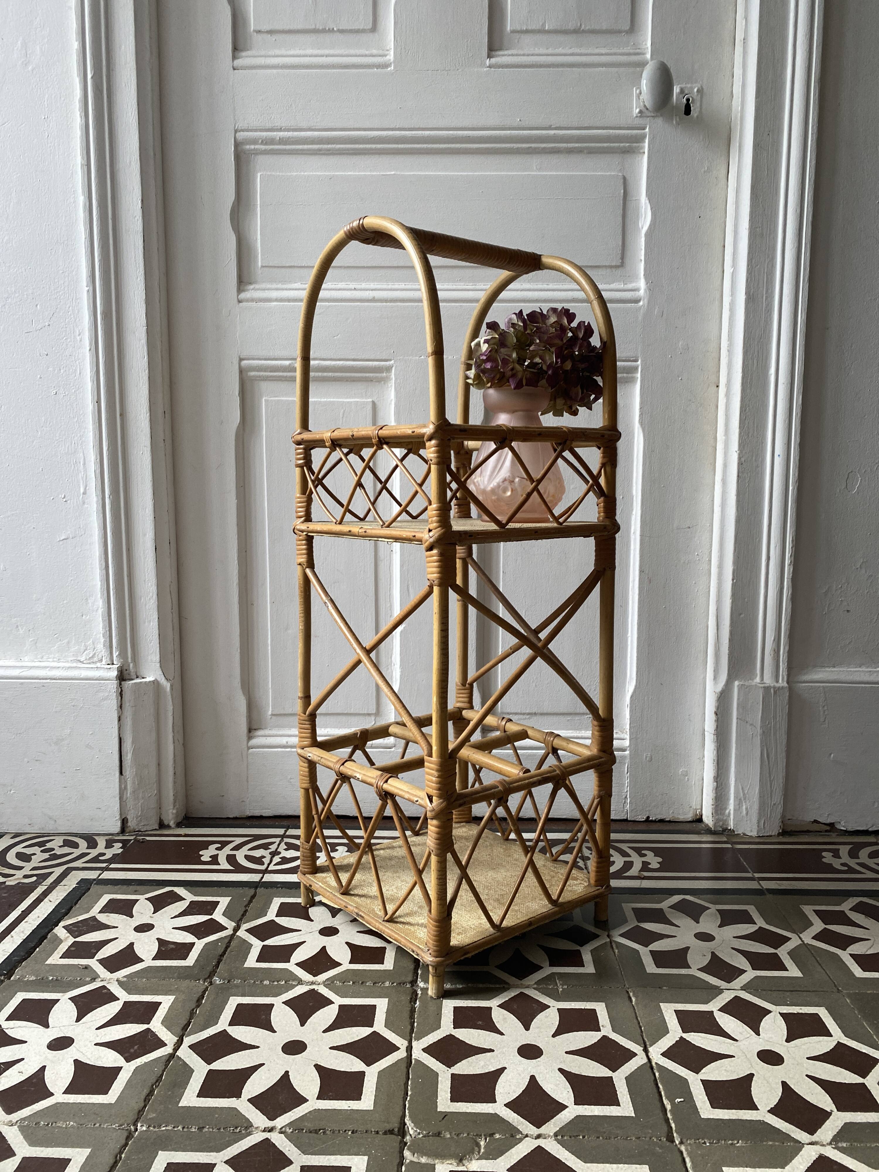 Vintage rattan bar or bottle holder