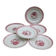 Set of 6 St Amand Art Deco plates in red stoneware, "Nina" motif