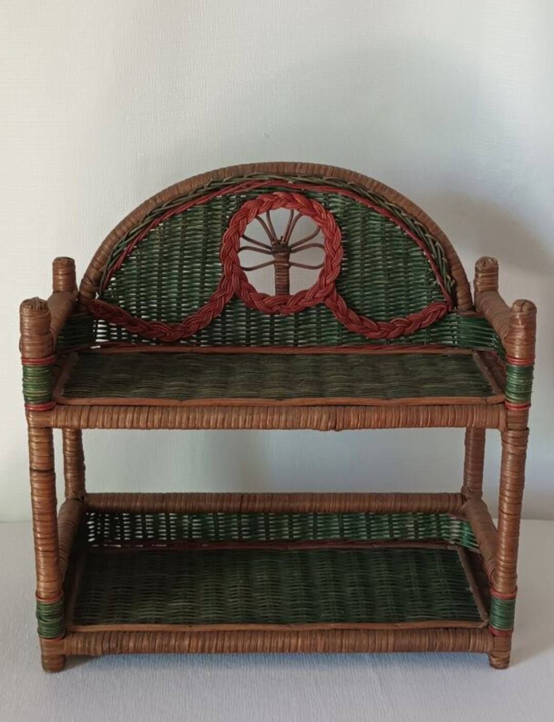 Vintage wicker wall shelf