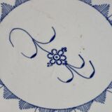 Large vintage serving dish in white earthenware with blue patterns