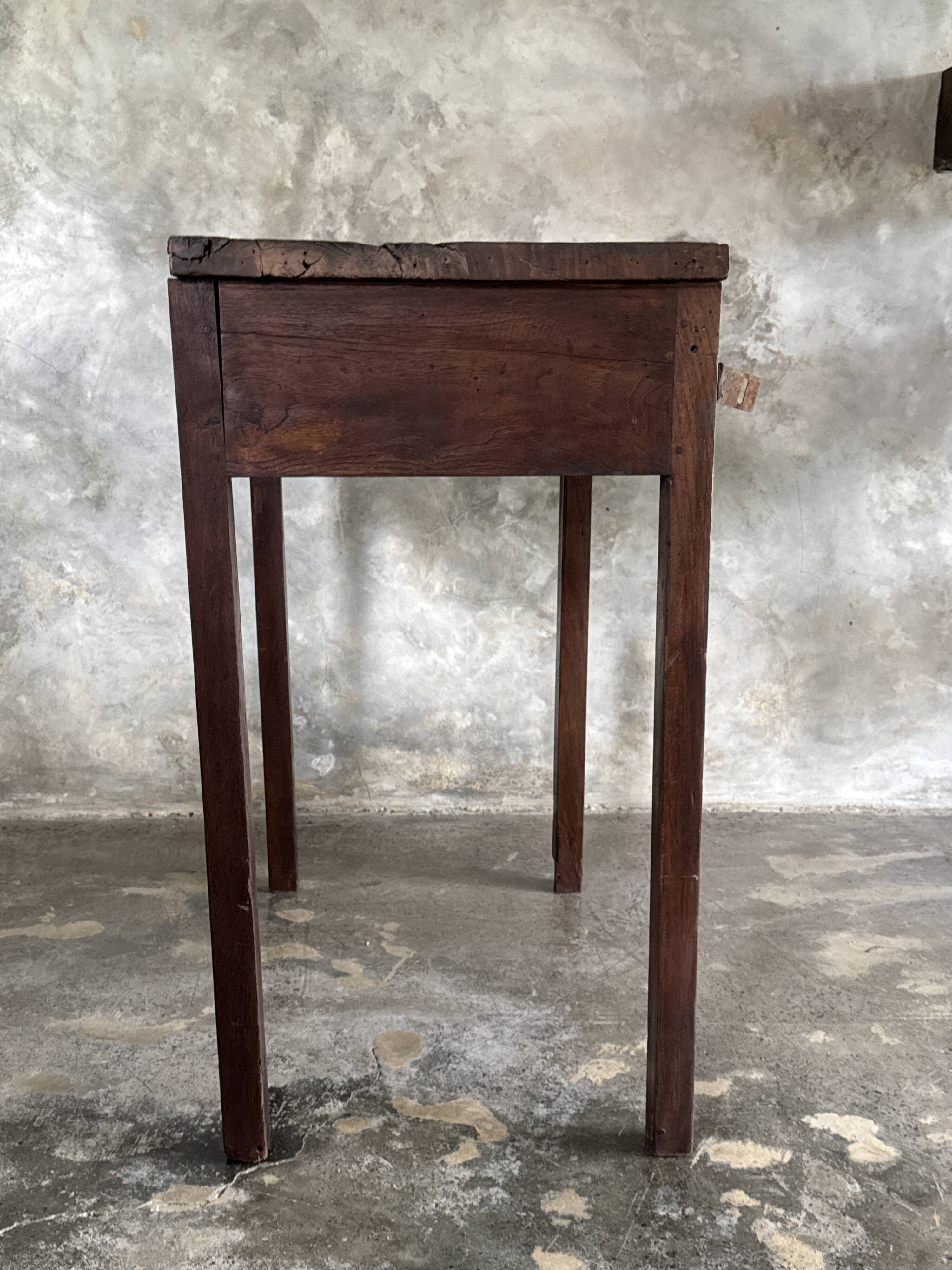 Antique Indonesian teak workbench with one drawer H82.5 L76x49.
