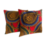 Duo de housses de coussins en tissu wax 30 x 30 cm