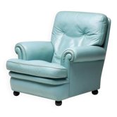 Poltrona Frau “Dream B” lounge chair, turquoise Pelle Frau leather, Italy, 1978