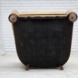 1950s, Danish relax chair, furniture velour with patina, oak wood legs.