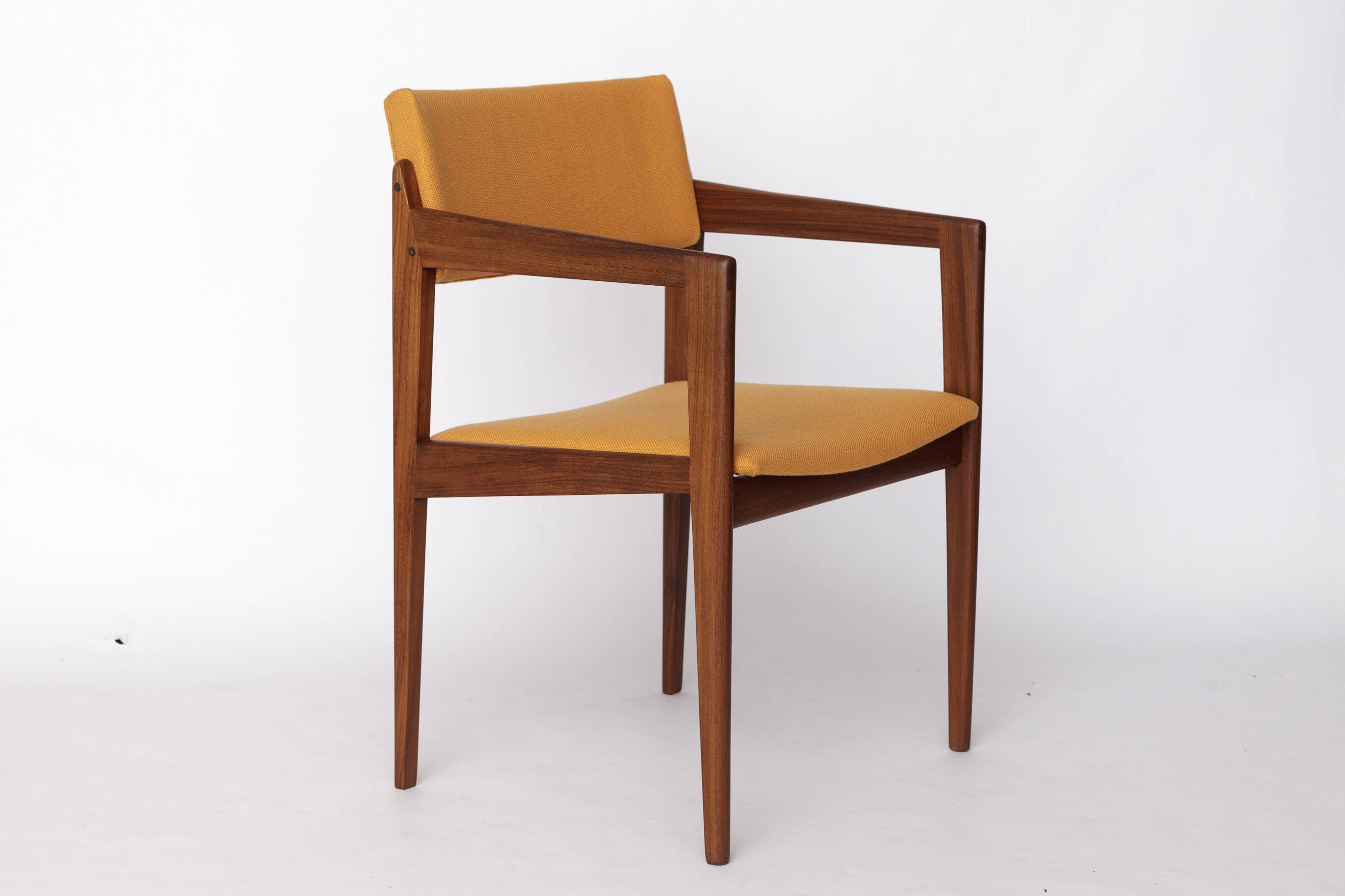 Vintage Thonet Armchair, 1970s–1980s, Teak Wood Frame, Peach Fabric Upholst