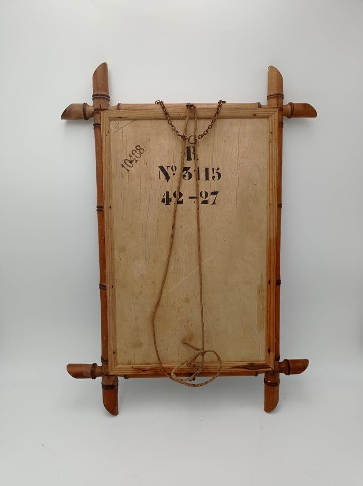 Bamboo-shaped wooden mirror 54X41