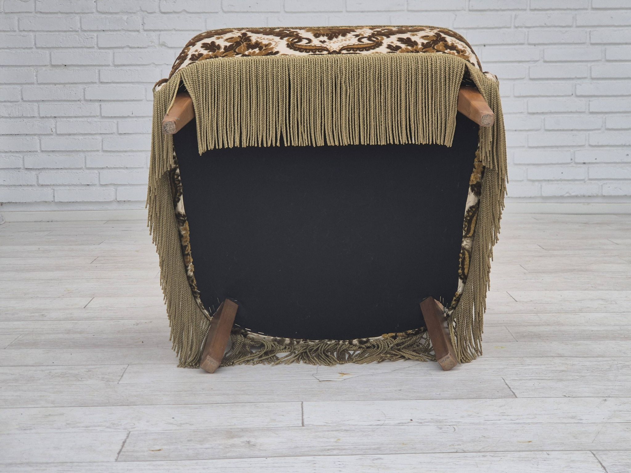 1960s, Danish armchair, furniture velour fabric, ash wood.