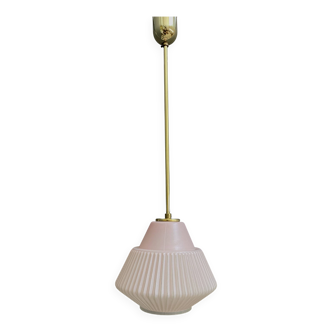 Pink glass pendant lamp 1960s