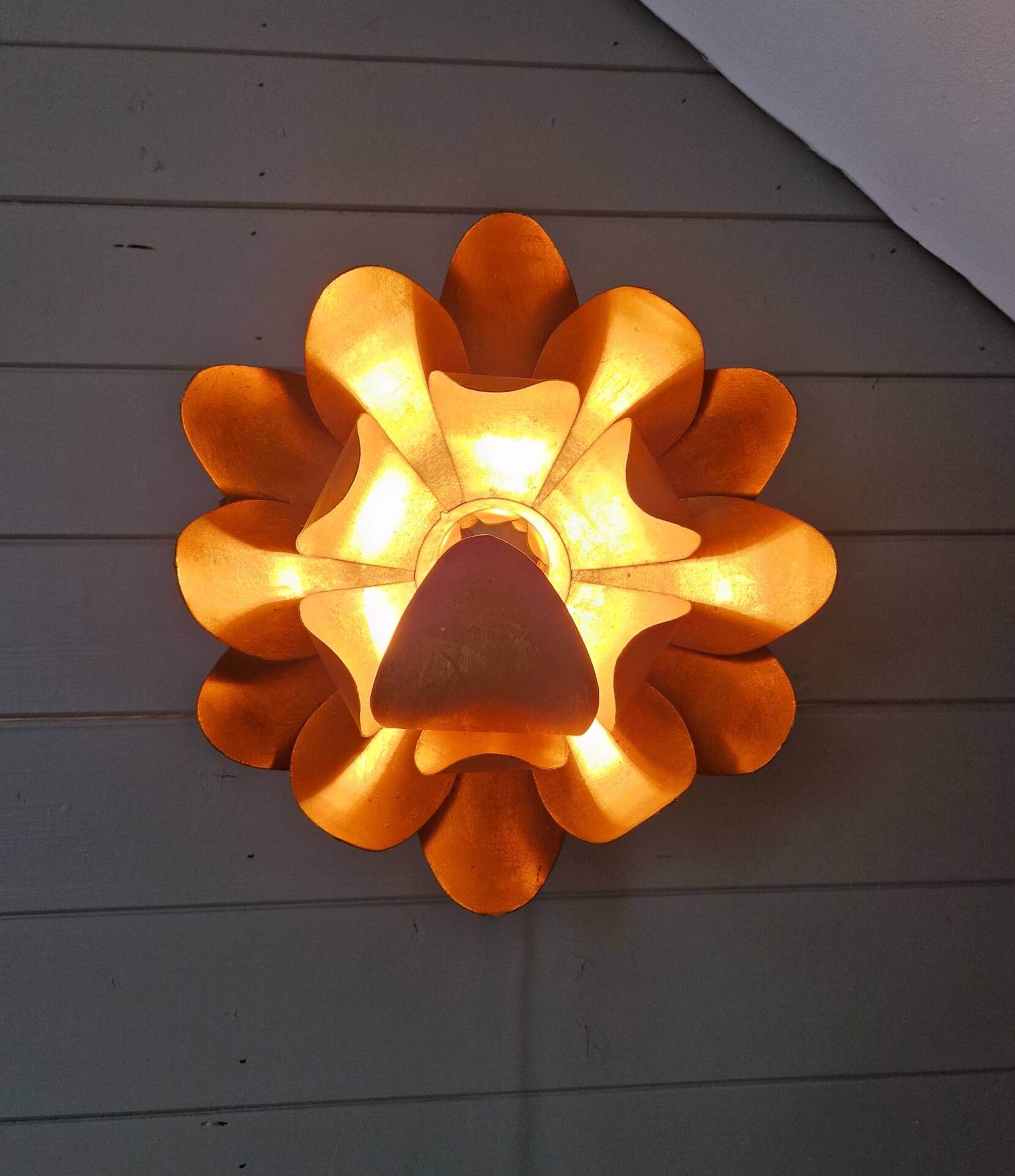 Gold metal floral wall light, 1960-70.