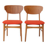 2 of 6 Vintage Dining Chairs 1960s - Teak and Oak, Danish Design