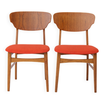 2 of 6 Vintage Dining Chairs 1960s - Teak and Oak, Danish Design