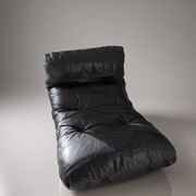Marsala armchair in black leather by Michel Ducaroy, Ligne Roset edition.