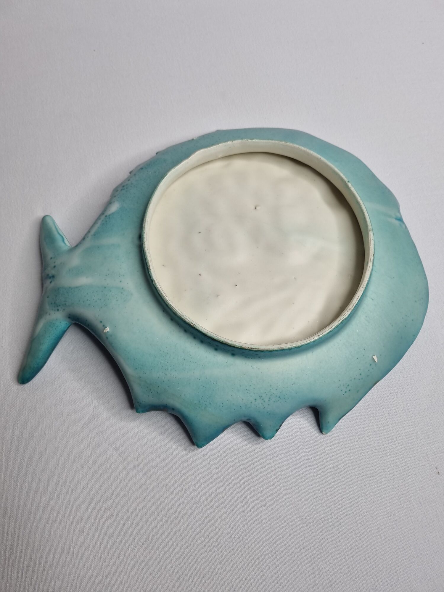 Cup, empty pocket "fat lava" in the form of cerulean blue fish, 28 cm