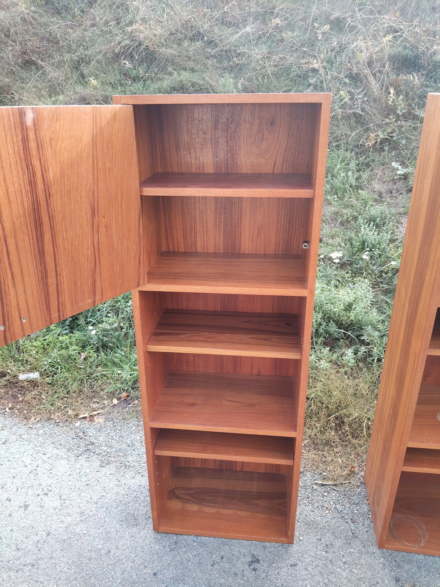 Pair of vintage column bookshelves from the 60s-70s Scandinavian style.