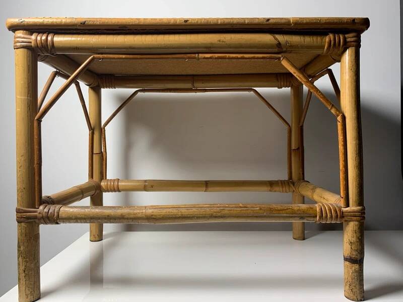 Vintage rattan coffee table / side table – 1960s
