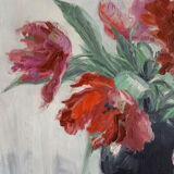 Still life – bouquet of parrot tulips – signed Daniele-Hoffe