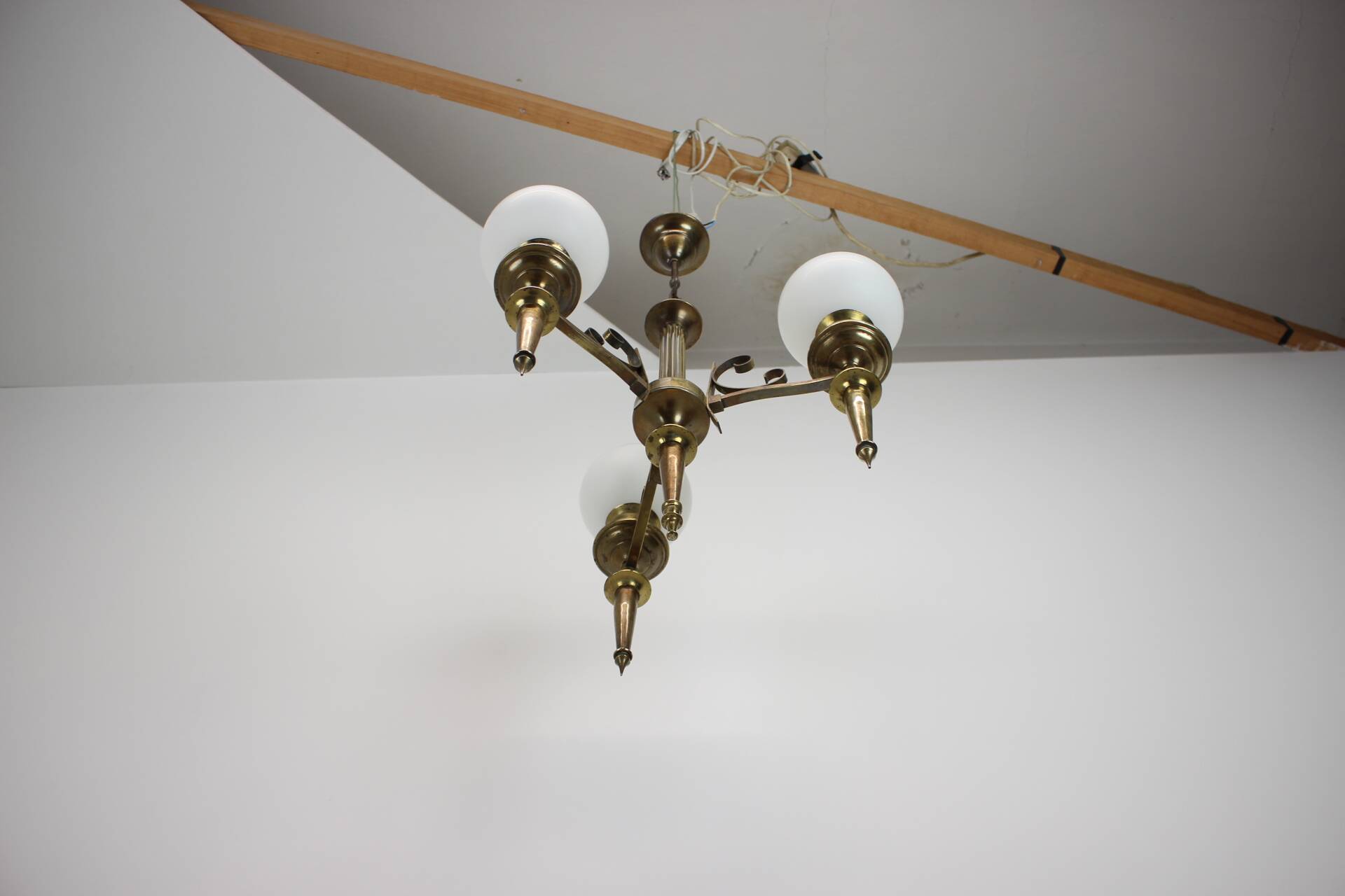 Brass Art Deco Candlestick, 1930s, Czechoslovakia