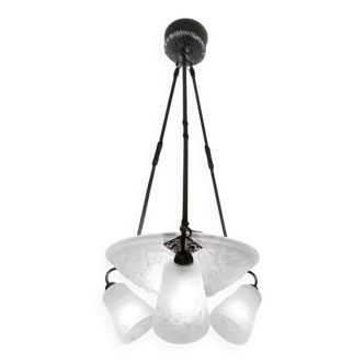 Art Deco glass chandelier Muller Frères