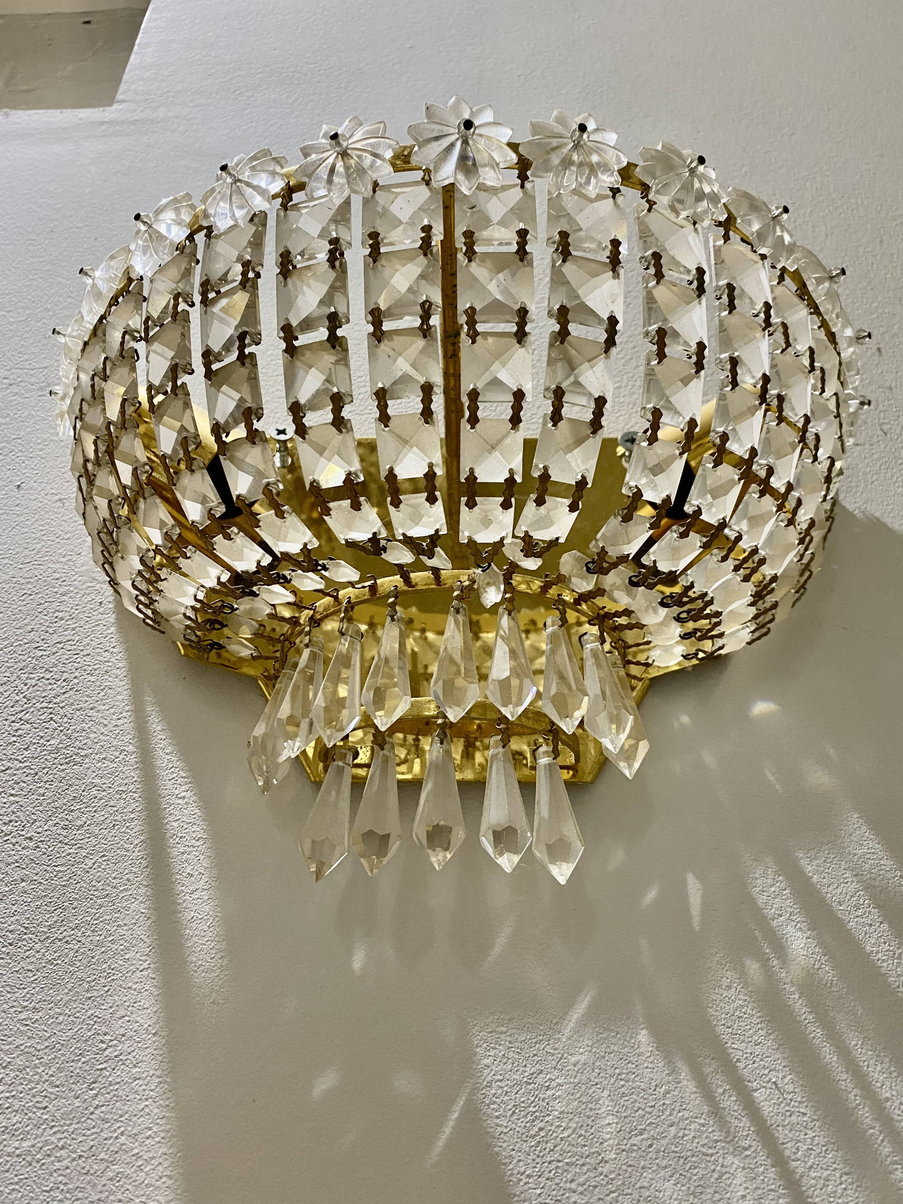 Set 4 crystal wall light gilded structure