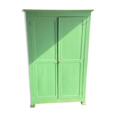 Armoire parisienne rangement rustique en bois vert jade