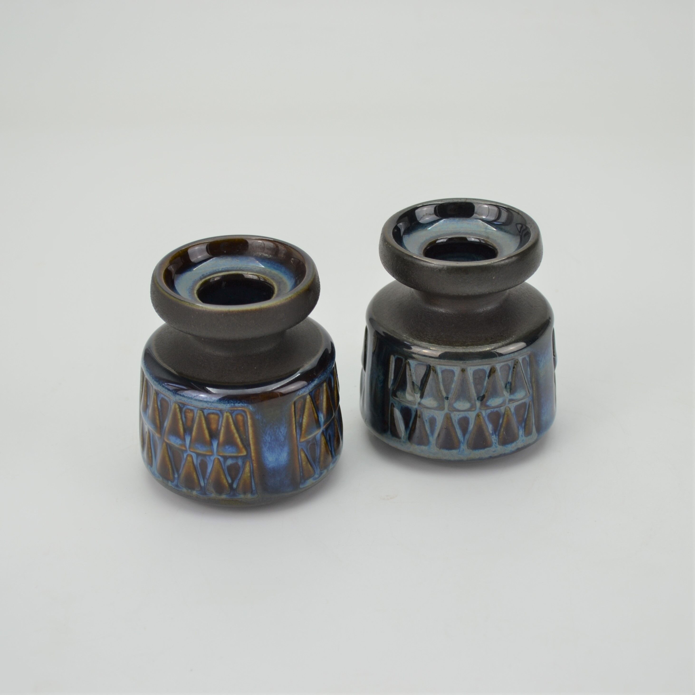 Pair of granite series sandstone candle holders by Maria Philippi for Søholm Stentøj