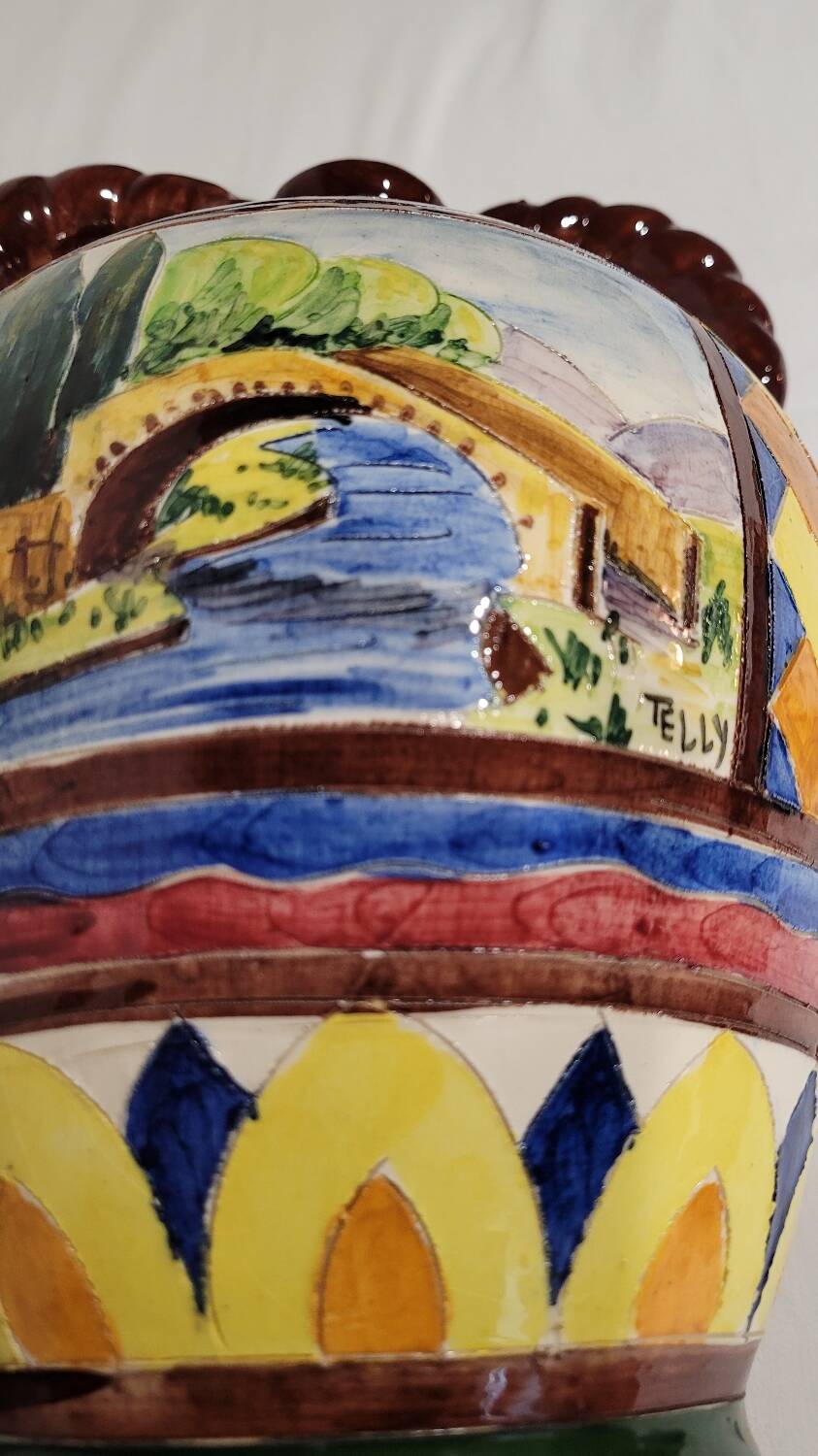 Céramique vase majolique italienne vintage Telly décoration italien