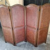 4-leaf wood and leather screen