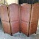 4-leaf wood and leather screen
