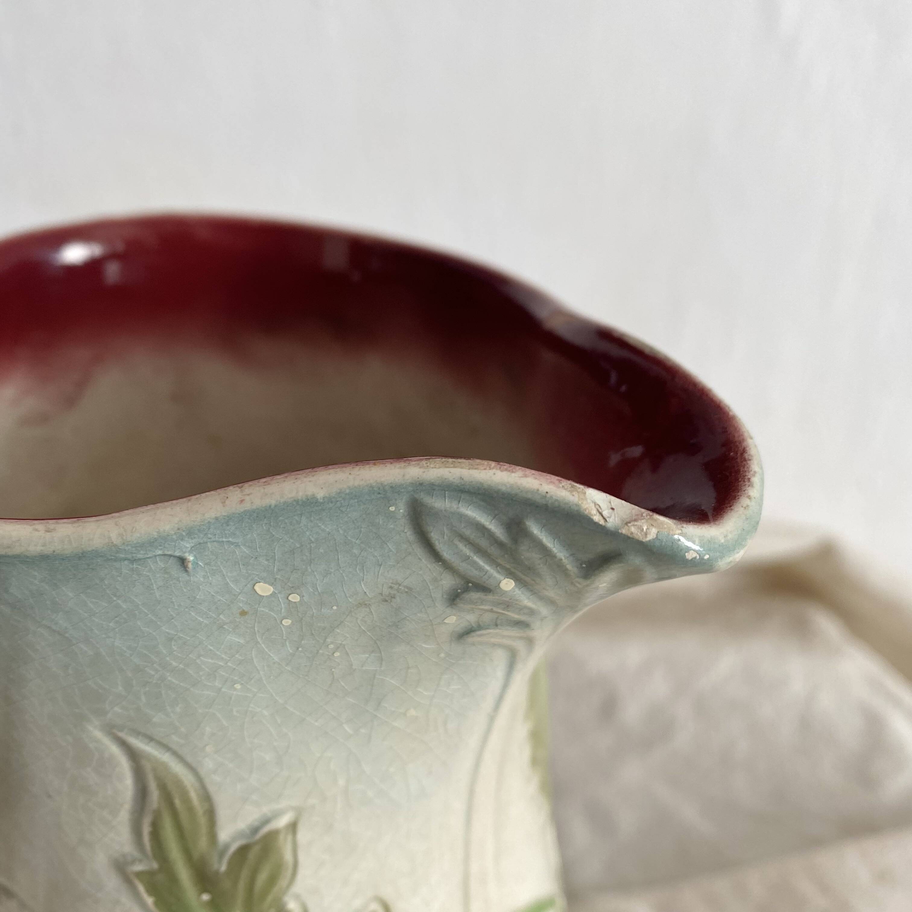 Antique pitcher in St Clément art nouveau slip