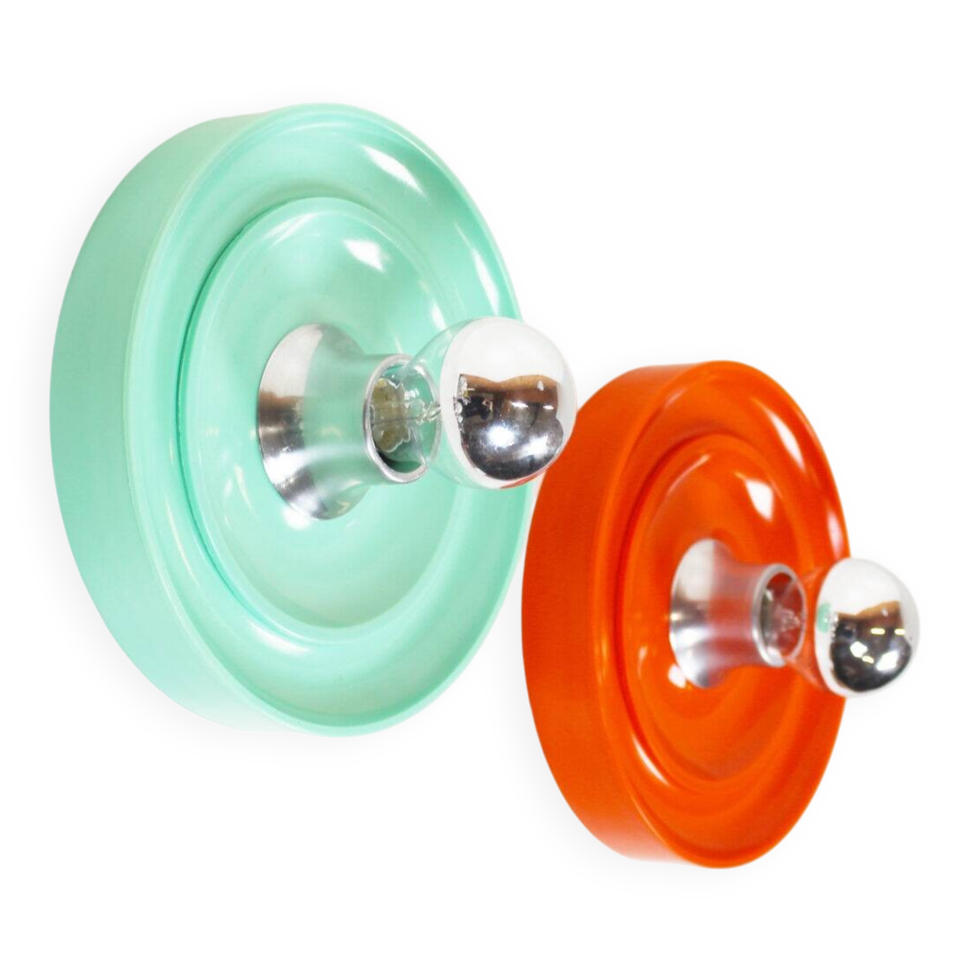 Pair of colourful 'pop art' disc sconces, Italy 1980s