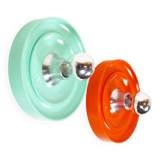 Pair of colourful 'pop art' disc sconces, Italy 1980s