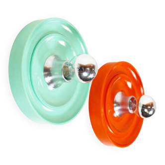 Pair of colourful 'pop art' disc sconces, Italy 1980s