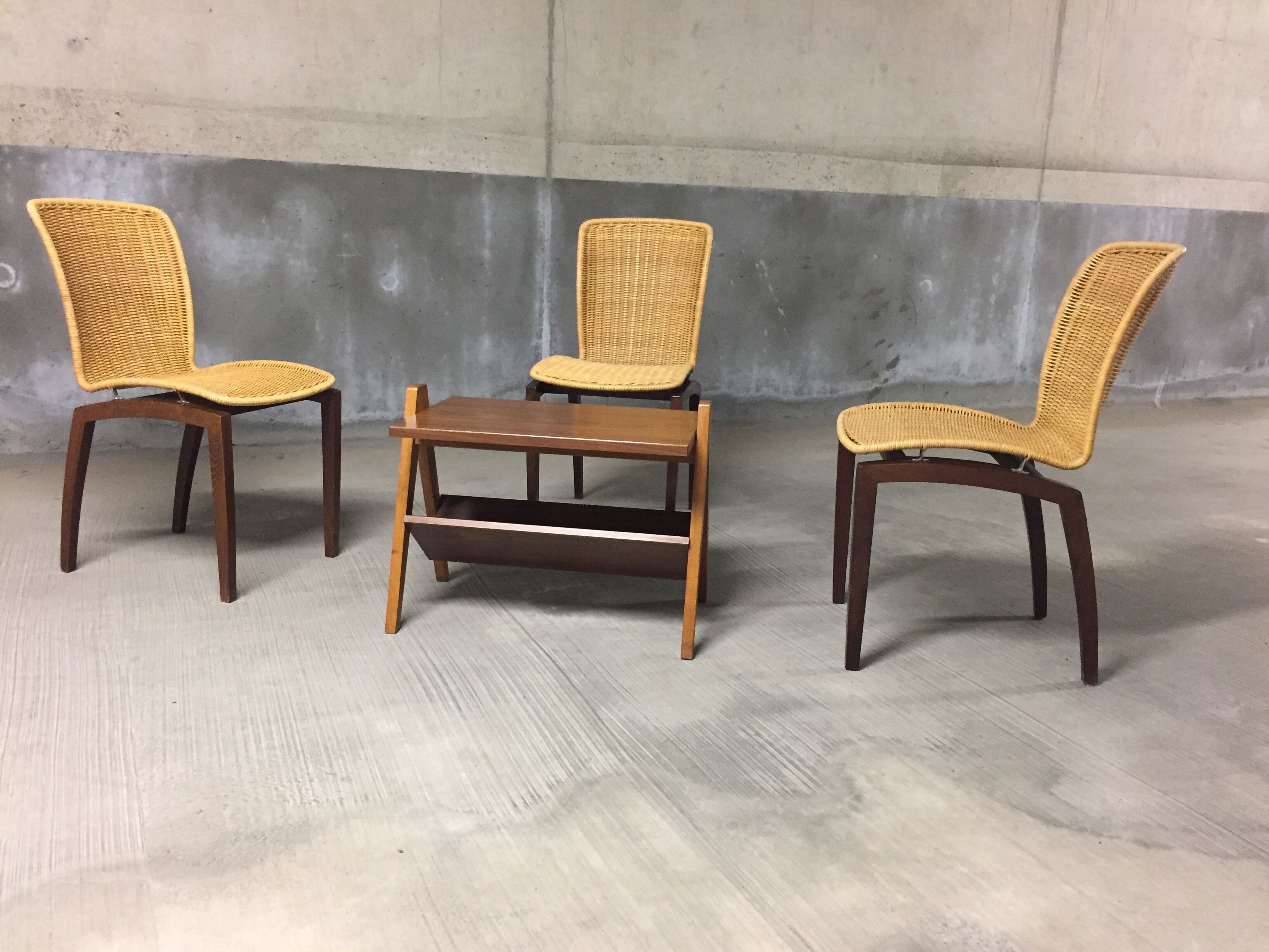 Vintage libra chairs from Christian Werner rattan chair Roset Line